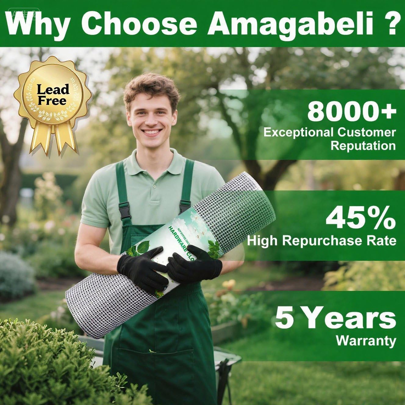 Amagabeli Hardware Cloth 48inch x 50ft 1/2 inch 19 Gauge Chicken Wire Fence Hot-Dipped Galvanized After Welding Wire Mesh Roll Fencing Garden Plant Support Poultry Netting Rabbit Cage Snak Gopher Wire