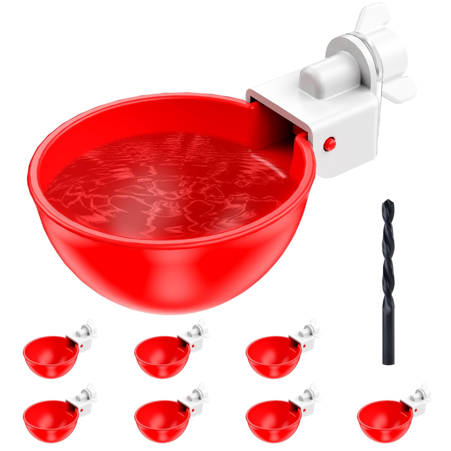 ZenxyHoC Chicken Waterer Cups, 8 Pack Automatic DIY Chicken Water Cups with 3/8'' Hole Saw