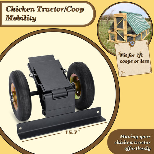 TOPOWN Chicken Coop Mover with Wheel System and Lift Design, Chicken Tractor Mobility Heavy Duty and Weatherproof, Enhancement of Safety and Durability, Easy to Use, Fit for 7ft Chicken Coop or Less