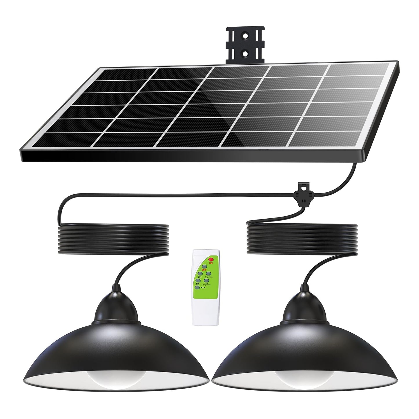 Lightonight Solar Pendant Lights Upgraded Double Bulb Lights IP65 Weatherproof Dusk to Dawn Solar Shed Lamp with Remote Controller for Outdoor Gazebo Barn Chicken Coop Bullpen Pig Pen Stables Tents