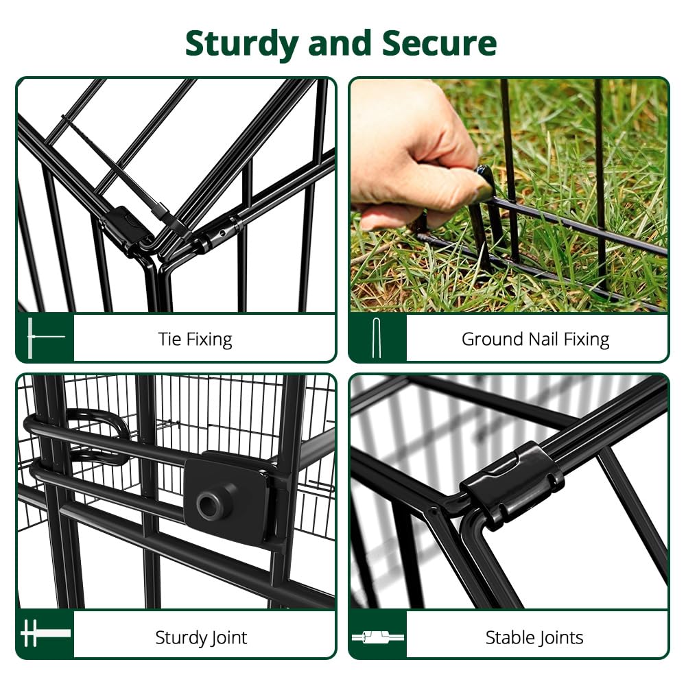 PawGiant Chicken Coop Chicken Run Pen for Yard with Cover 130"×40"×40" Outdoor Metal Portable Chicken Tractor Cage Enclosure Crate Outside for Small Animals Duck Rabbit Hen
