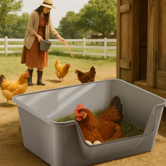Reallnaive 6 Pack Washable Chicken Nesting Box, Floor Durable Chicken Coop Accessories Easy Clean Plastic Square for Hens Ducks and Poultry for Egg Collection Backyard