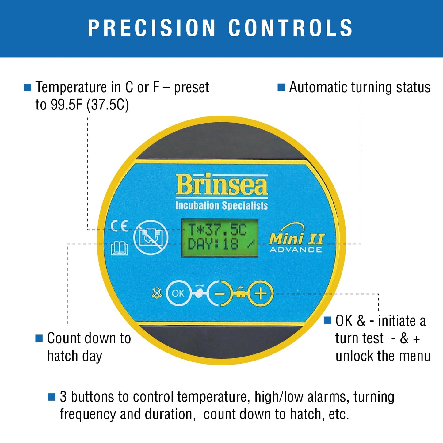 Brinsea Mini II Advance Egg Incubator with Automatic Egg Turning and Temperature Control for Hatching 7 Chicken, Duck, or Other Eggs, Ideal Incubator for Hobbyists, Teachers, and Learners