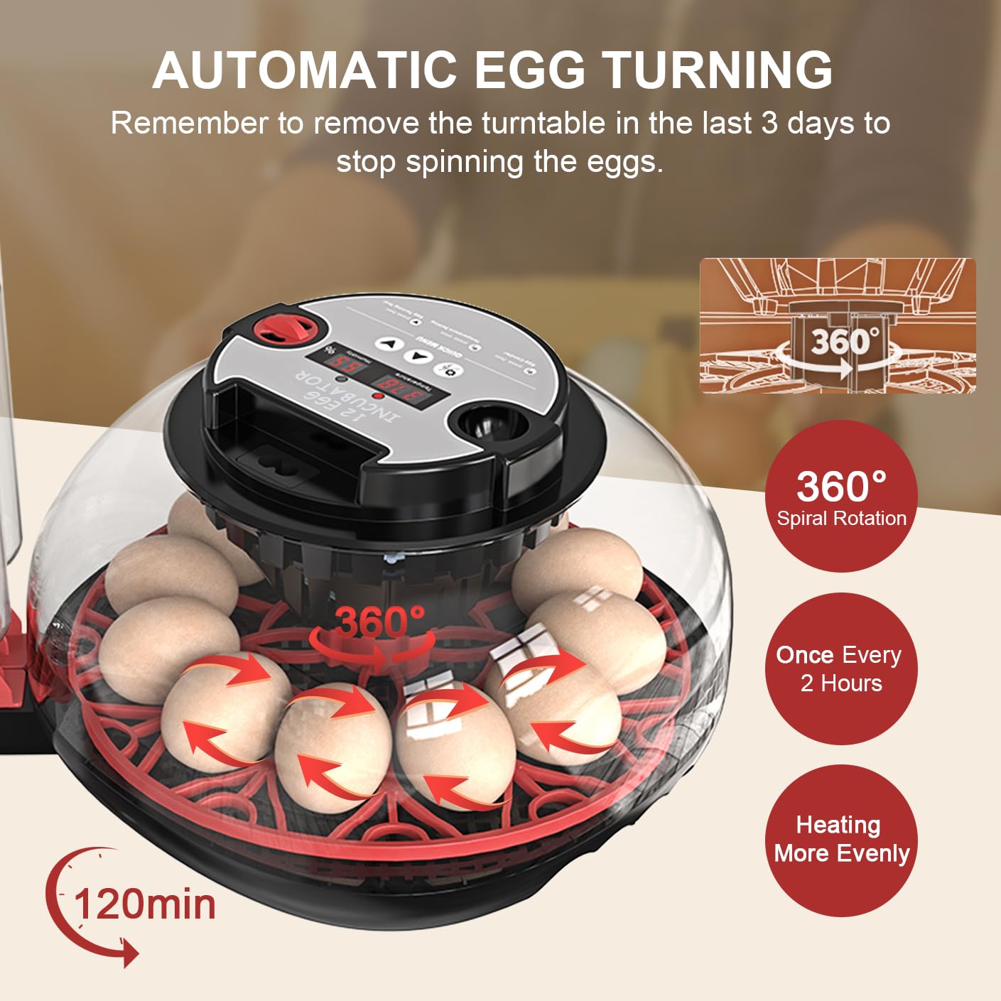 Incubators for Hatching Eggs: Chicken Quail Duck Bird Chick Egg Incubator kit with Automatic Egg Turner & Humidity Display,360 Incubator hatcher for Turkey Parrot Goose 12-24 Egg
