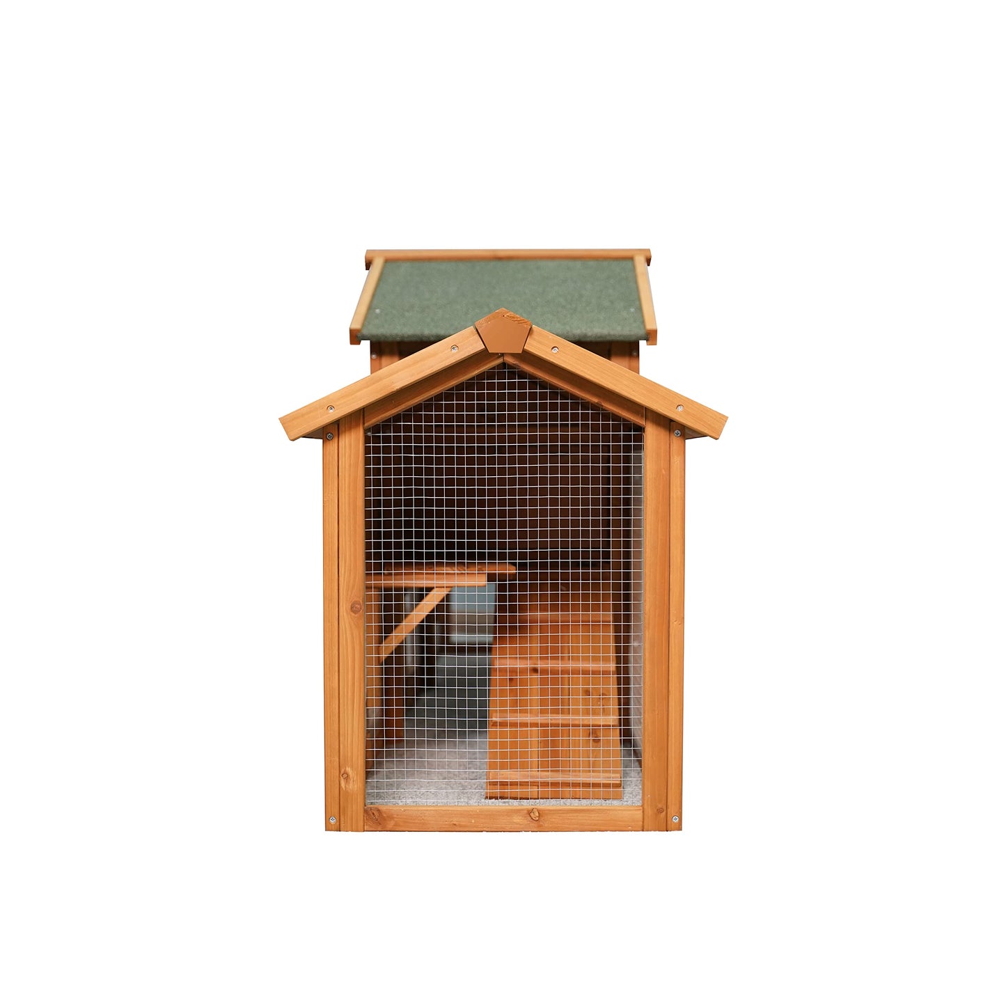 NicBex Rabbit Hutch Wooden Bunny Cage with Doors and Fences Rabbit Cage with Removable Tray and Double Waterproof Roof, Small Animal House for Rabbits, Guinea Pigs, andHamsters,79.5" W, Bean-Red