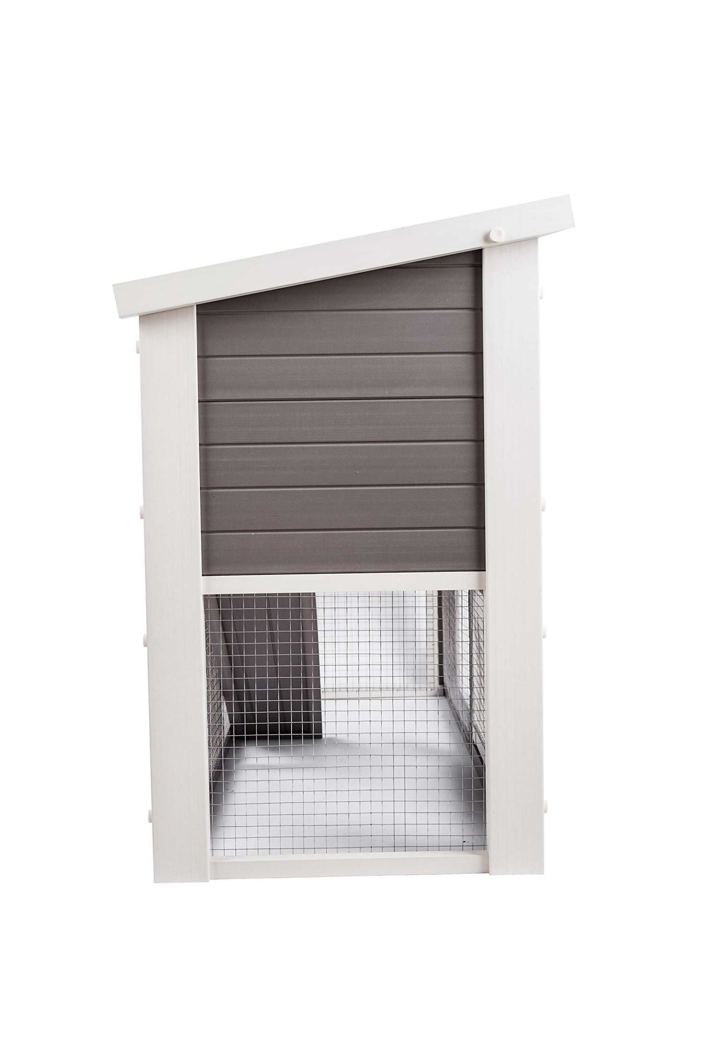 New Age Pet ECOFLEX Columbia Rabbit Hutch - Grey, Dual-Level with Denning Space, Easy Assembly, Moisture & Odor Resistant
