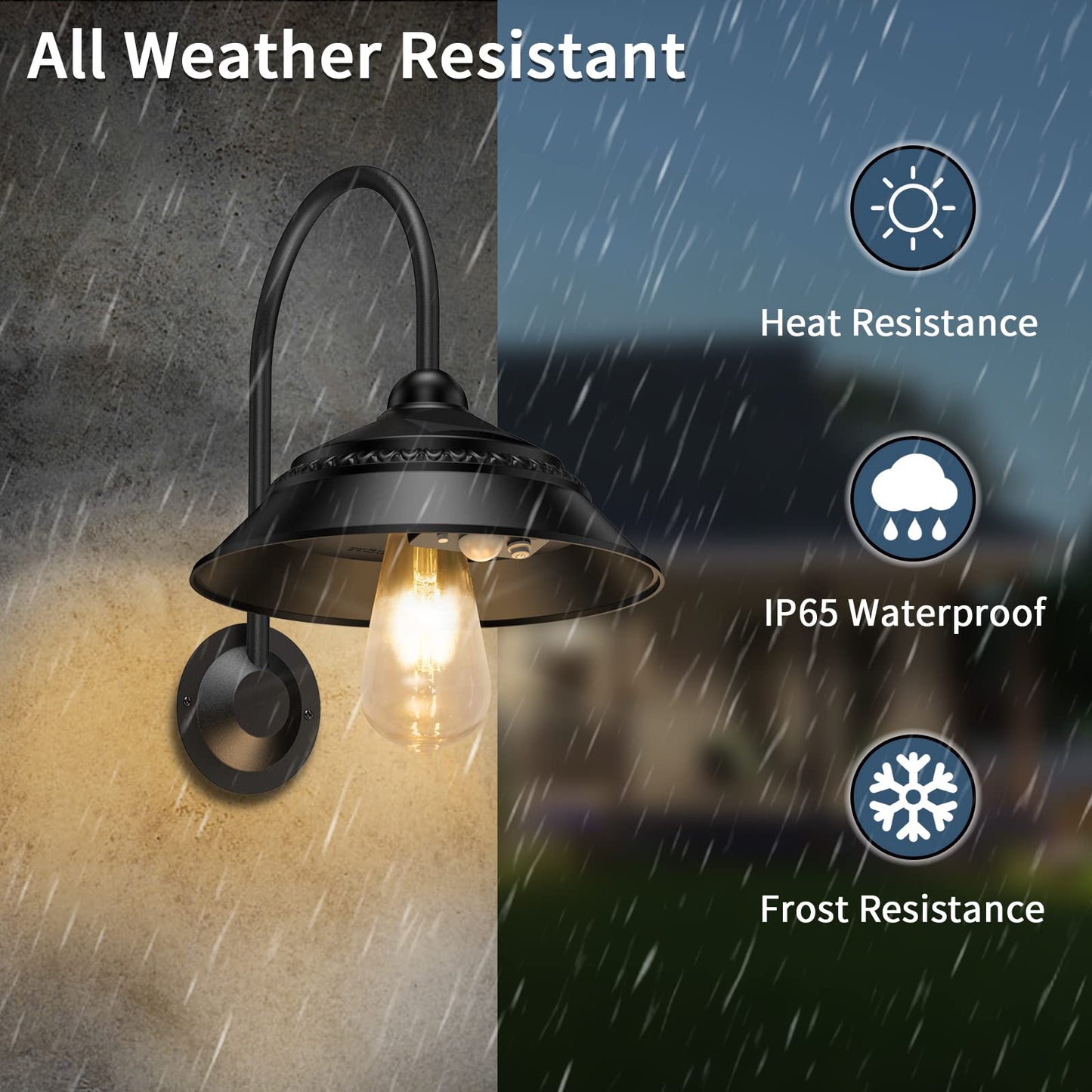 Ufelizor Solar Barn Light, Solar Wall Sconce Light Outdoor with 3 Lighting Modes & Motion Sensor, Waterproof Farmhouse Light Outdoor for Chicken Coop Garage Shed