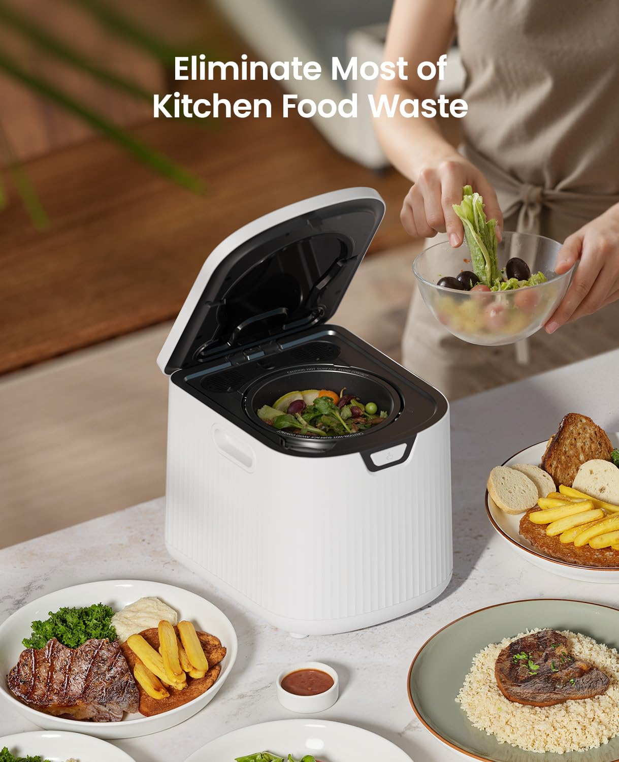 Electric Kitchen Composter,Ouaken 3L Indoor Food Waste Compost Machine Countertop Smart Composting Bin,4-6H Fast Compact Food Recycler for Home with Low Noise,Odorless,Auto-Clean