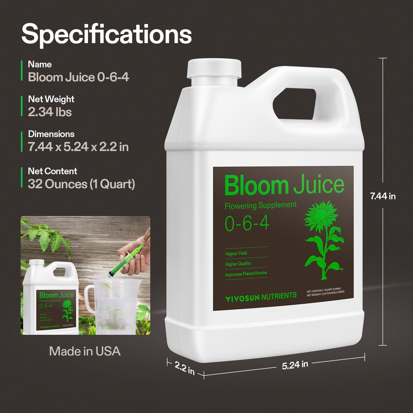 VIVOSUN Nutrient Solution Complete Set, Base A & B Bundle, Bloom Juice (0-6-4), Flowering Supplement Fertilizer, Cal+Mag+Iron (2-0-0), Calcium, Seaweed and Kelp Fertilizer and pH Up & pH Down Kit