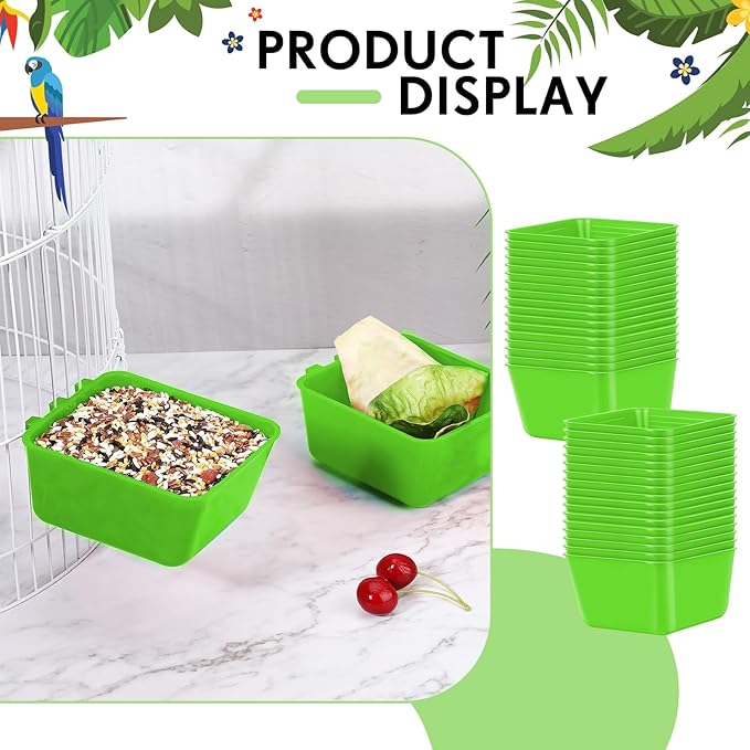 Maxdot 20 Pcs Cage Cups Chicken Feeder Waterer 16 oz Birds Feeders Hanging Bunny Cage Chicken Water Bowl for Pet Parrot Rooster Parakeet Gamefowl Poultry Pigeon Wire Hutch(Green)