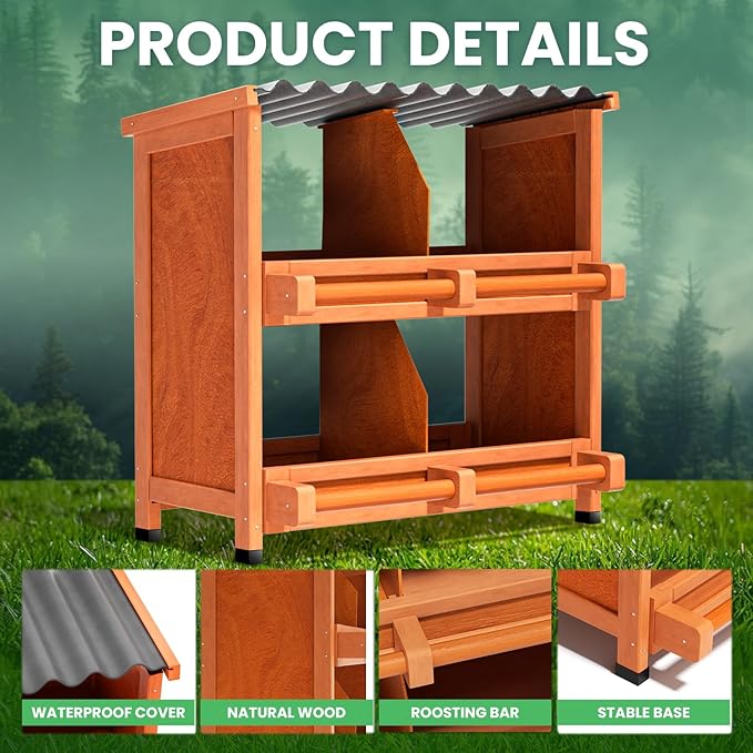 Chicken Nesting Boxes,4 Compartments Wooden Nesting Box for Chickens,Laying Boxes for Hens Ducks Poultry Protect Eggs Chicken Coops Easy Egg Collection