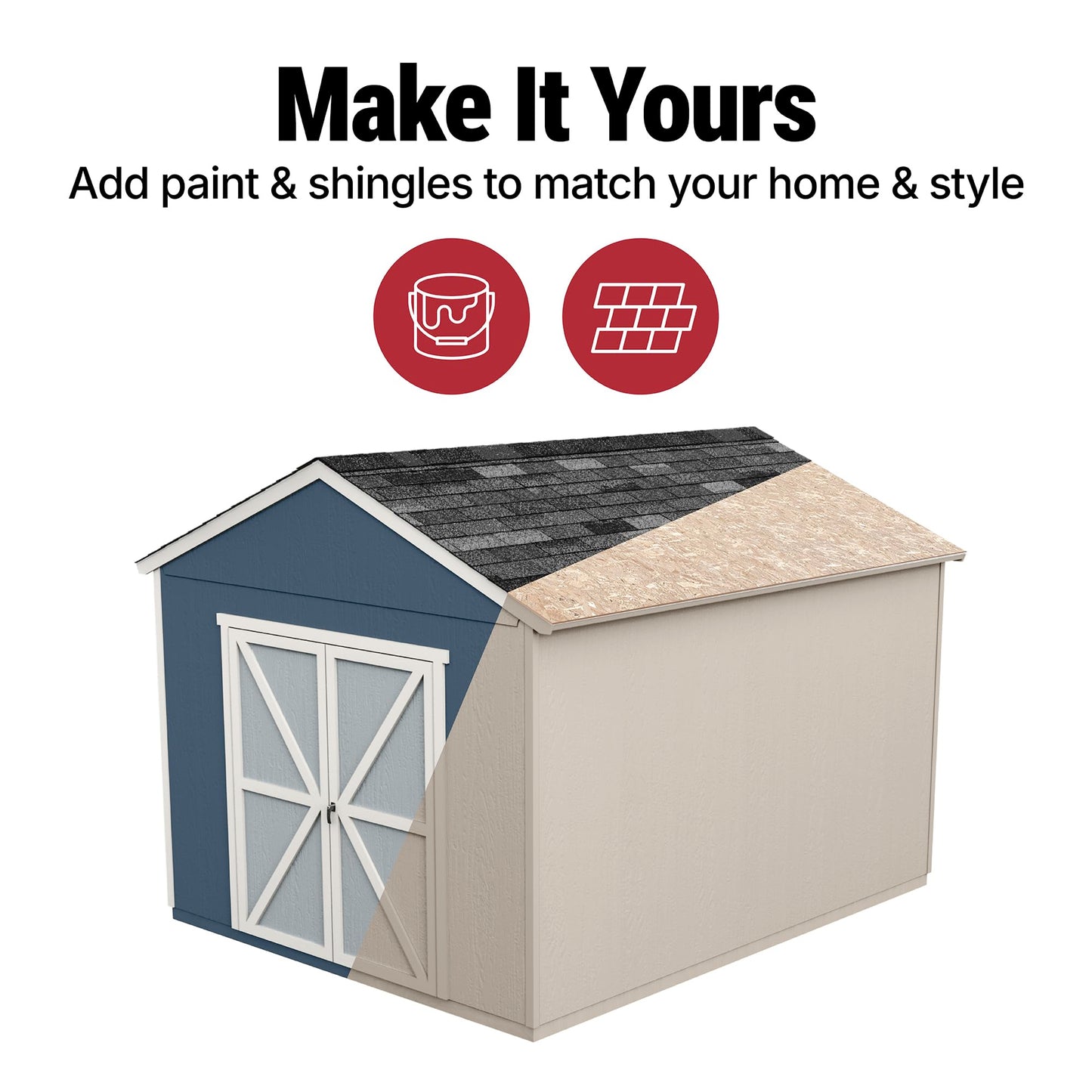 Handy Home Products Rookwood 10x12 Do-It-Yourself Wooden Storage Shed- Does not Include Floor kit, Paint, or Roofing Shingles