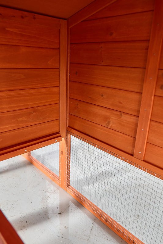 YOPTO Chicken Coop W/Ramp,88" Outdoor Chicken Run W/Removable Pull-Out Tray,Wooden Hen House W/Sloped Asphalt Roof & Lockable Door,Poultry Cage for Small to Medium Pets,Brown