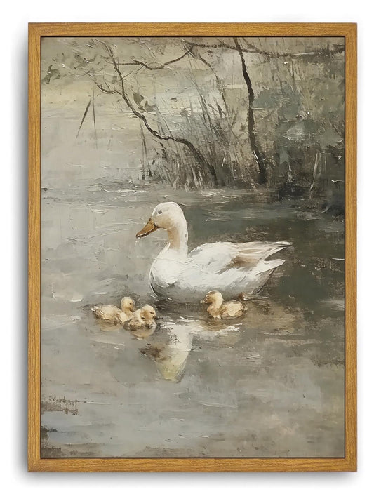 Djmwtb Vintage Framed Wall Art Duck Canvas Wall Art Prints Rustic Farmhouse Painting Nature Pictures Artwork for Living Room Bedroom Bathroom Office 12x16in