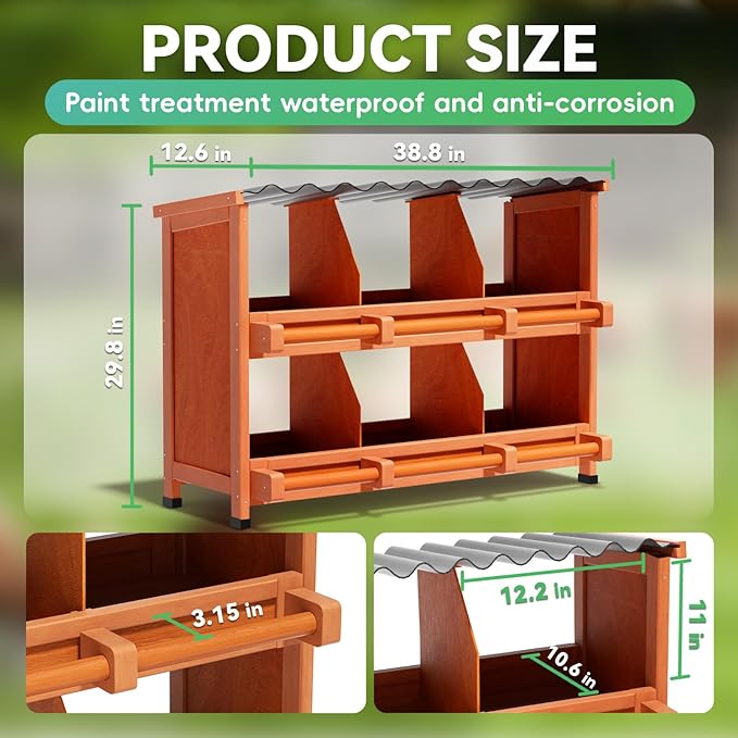 Chicken Nesting Boxes, 6 Compartments Wooden Nesting Boxes for Chickens,Laying Boxes for Hens Ducks Poultry Protect Eggs Chicken Coops Easy Egg Collection