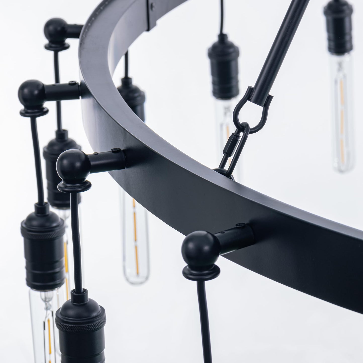 TOCHIC Black Chandelier Light Fixture, 60" W Farmhouse Round Wagon Wheel Chandelier for High Ceiling Dining Living Room, 40 Lights Vintage Industrial Large Hanging Chandelier for Foyer Kitchen lsland