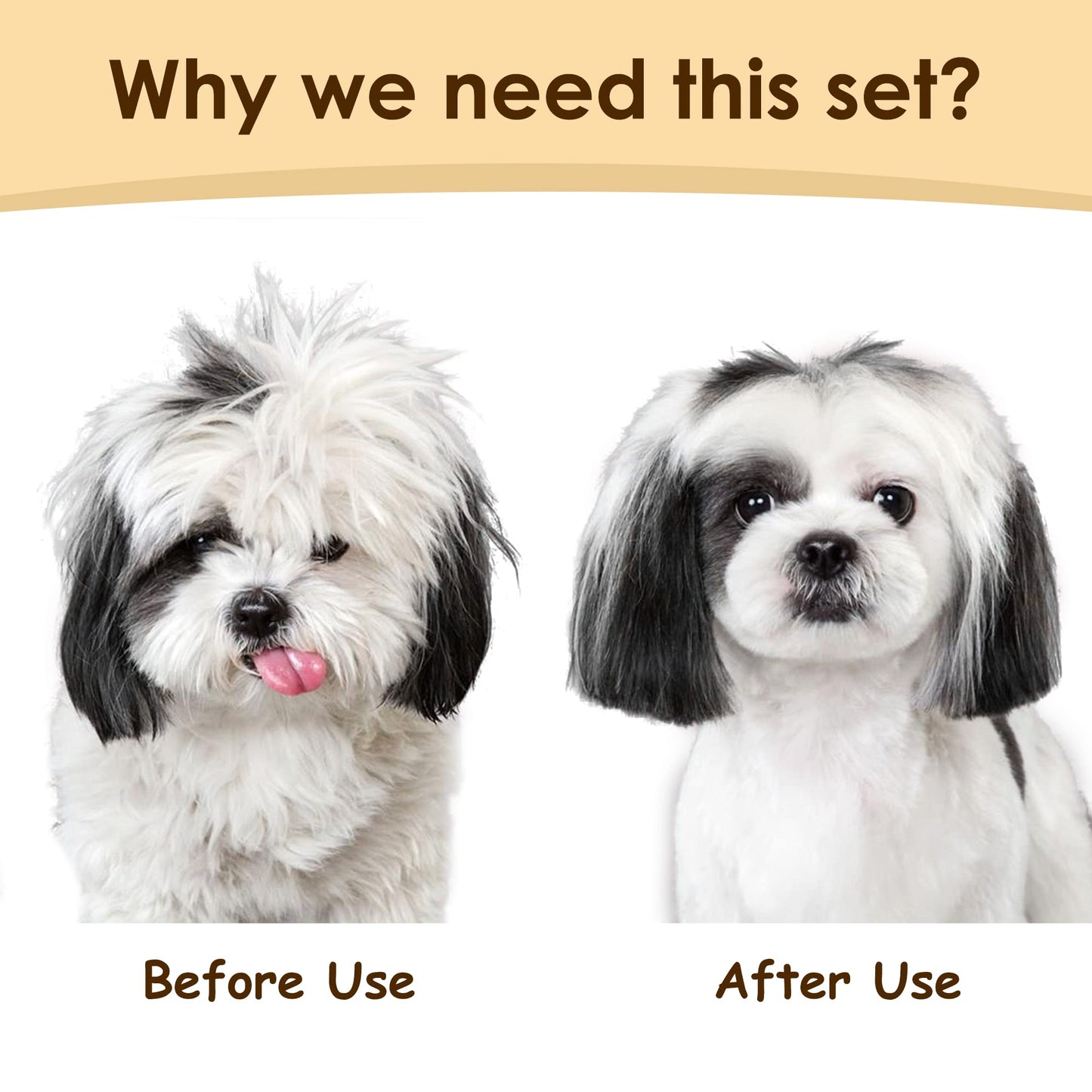 MIU PET Professional Long-Haired Dog and Cat Grooming Kit - Deshedding and Slicker Brush Set 3 in 1 Gift Box for Long Hair Pets