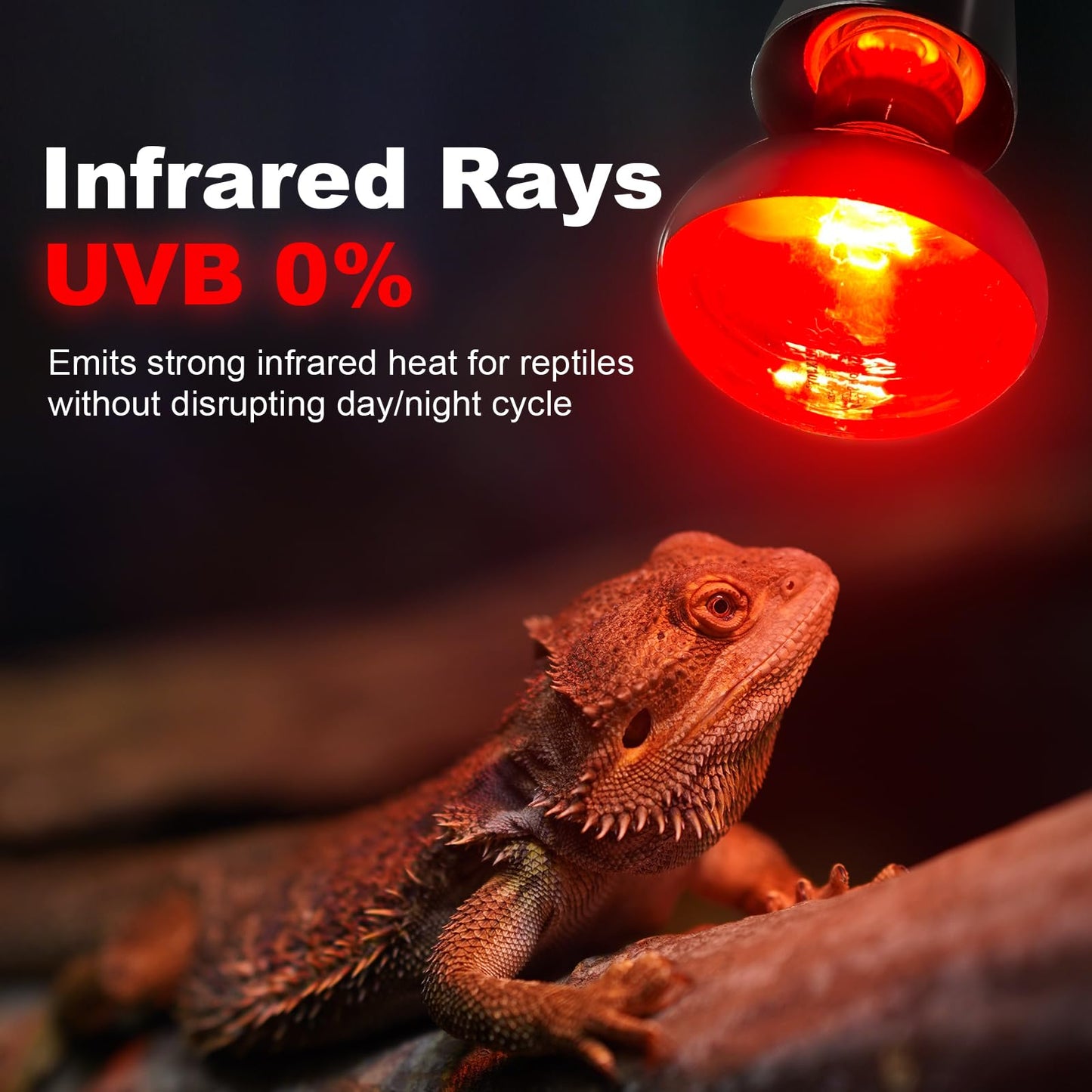 MIXJOY 150W Infrared Heat Lamp Bulbs, 2 Pack Reptile Infrared Heat Emitter Red Heat Lamp Bulbs Infrared Basking Light Bulbs for Reptiles, Bearded Dragon, Lizard, Tortoise, Chickens, Pets