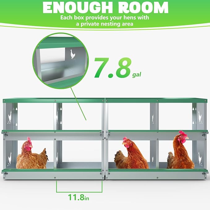Chicken Nesting Boxes, 8 Hole Nesting Box for Laying Eggs, Heavy Duty Metal Nest Boxes for Chicken and Poultry to Collect Eggs, Chicken Laying Boxes Hens Chicken Coop Box
