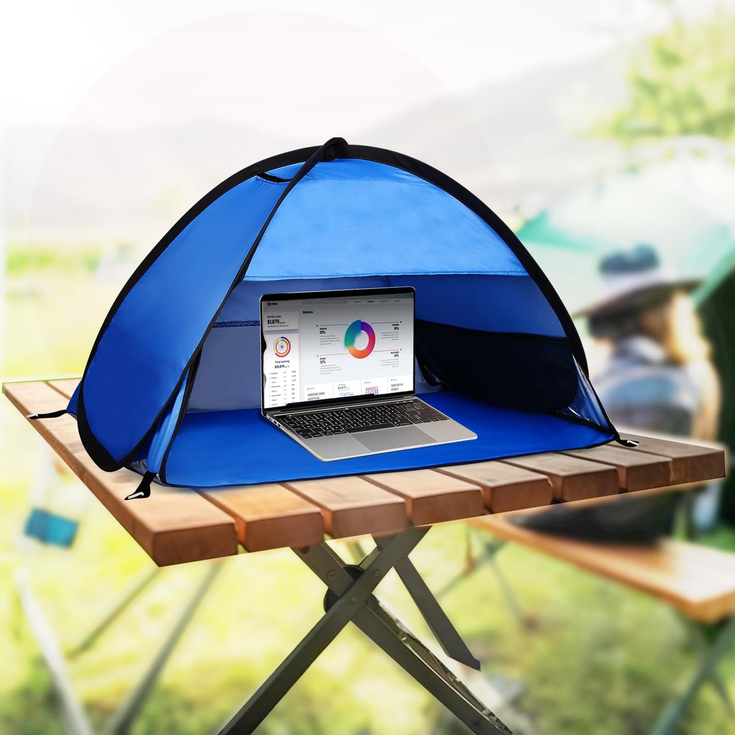 Beach Sun Shelters, Instant Sun Shade Canopy Head PopUp Canopy Automatic Shade Tent for Camping, Portable Windproof Waterproof with Mobile Phone Stand with Tent Nails, with Breathable Mesh, 80cm