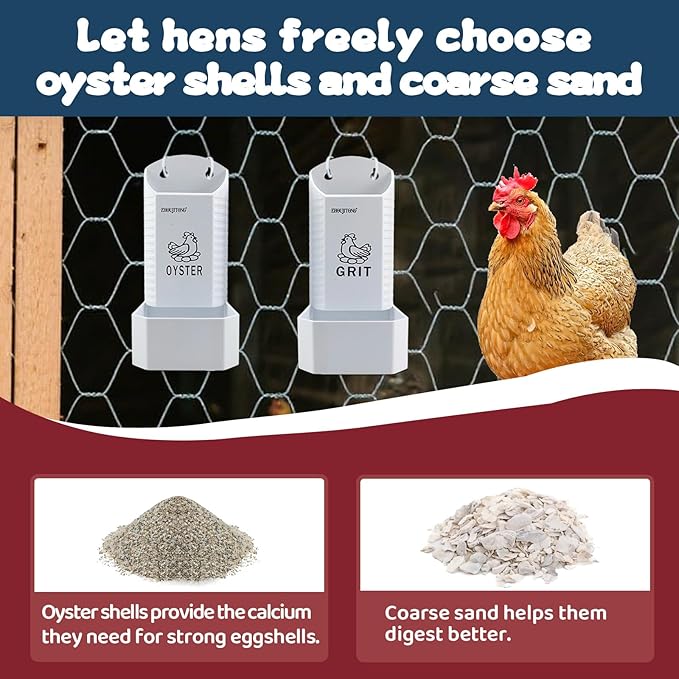 Chicken Grit and Oyster Shell Feeder for Chicken Coop - Hanging Dispenser for Hens & Chicks, Chicken Coop Accessory | Poultry Supplies
