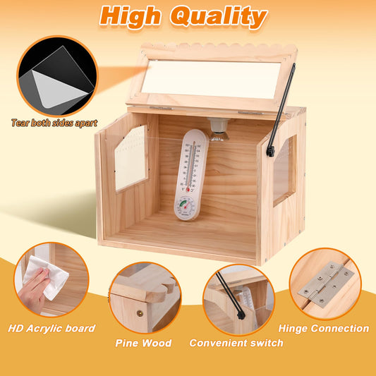 JOGEPEYO Chick Brooder Box, Brooder Box for Chicks, Pine,Quail Cage, Duck Brooder, Quail Cages, Ideal for Chicks, Ducks, Quails, Hamsters and Lizards,15.75'L x 11.8'W x 11.8'H