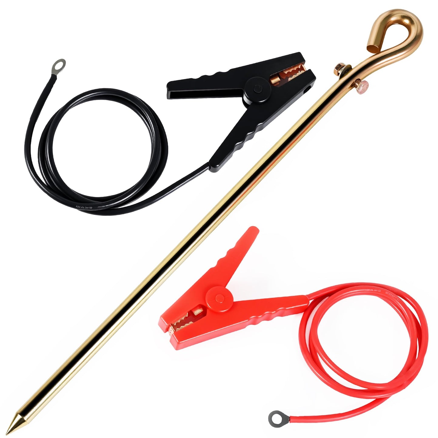 Electric Fence Wire, 18in Grounding Rod, Alligator Clips with 3.7ft Wires, Solar Electric Fence Lead Kit Connects Solar Powered Electric Fence Energizer Charger Generator
