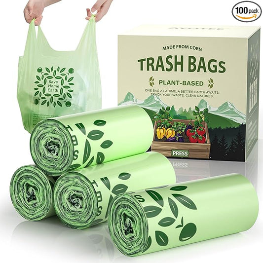 AYOTEE Small Compostable Trash Bags 3 Gallon Trash Bag with Handle, 11.36 Liter/100 Count Small Compost Bags 3 Gallon, Mini Biodegradable Compost Bags for Countertop Bin, Compostable Food Scrap Bag
