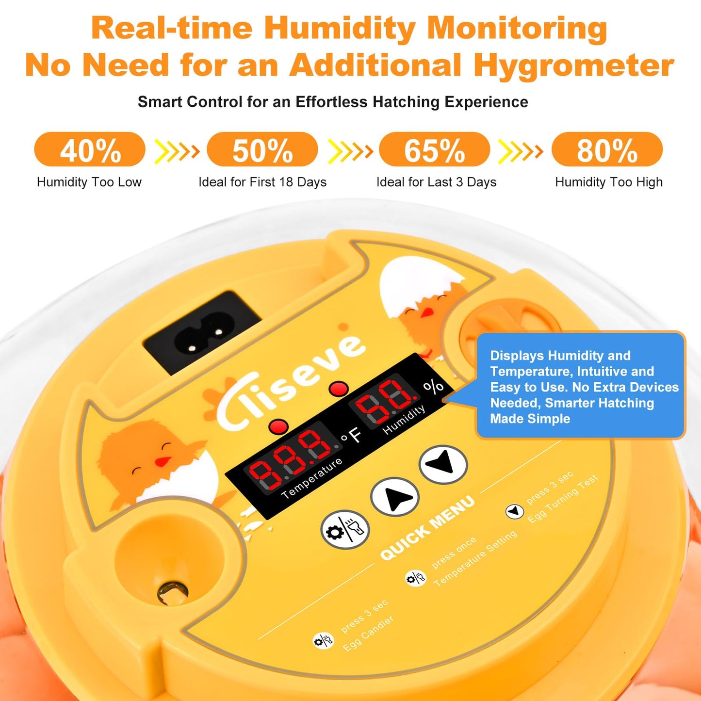Egg Incubator for Hatching Chicks, Automatic Egg Turner Holds 12 Eggs, Smart Incubator 360° Clear Window with Temperature and Humidity Display Egg Candler for Small Poultry Ducks Quails Eggs
