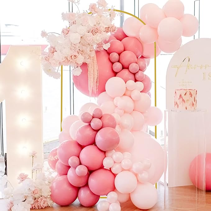 Wokceer 6.6 FT Wedding Arch Stand and Arch Cover, Metal Arch Stand with Arch Stand Cover for Birthday Party Wedding Ceremony Bridal Baby Shower Event Decor, Pale Pink, DoorCover 1.0M-Pale Pink-K