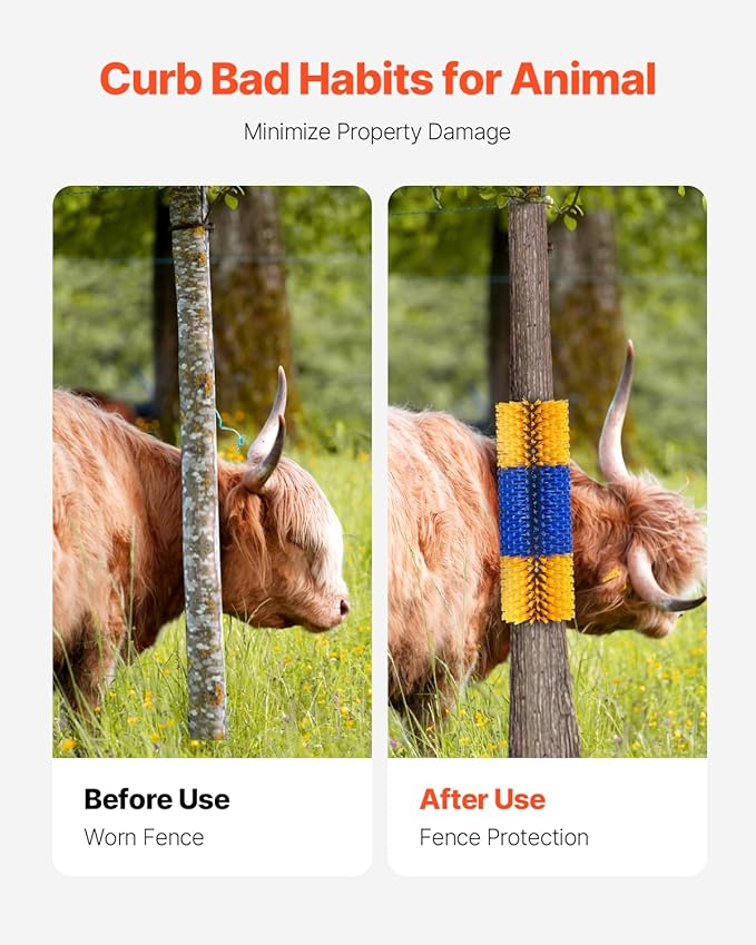 VEVOR Livestock Scratching Brush, 3 Pcs Horse Brush with 6 Screws, 17.1 x 7.5 in Cow Scratcher, for Back Itch Relief & Keep Cleaning, Grooming & Scratching Post Brush for Horse, Pig, Cattle Supplies