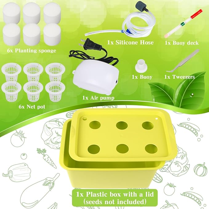Hydroponics Grower Kit Hydroponic SystemSelf Watering Indoor Hydroponics Tools DIY Planting Container Include Aquarium Air Pump Buoy Planting Box