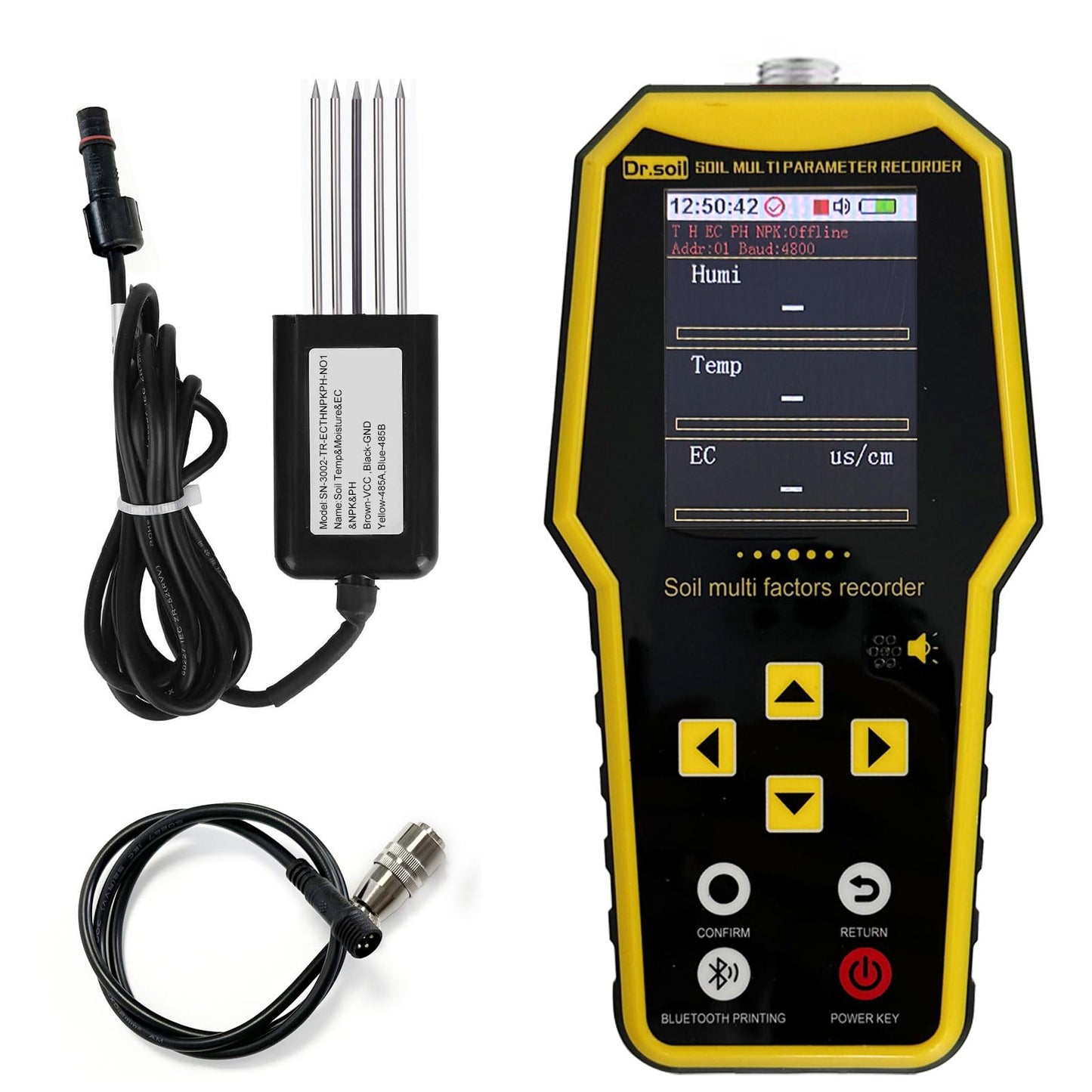 7 in 1 Soil Tester, Nitrogen Phosphorus Potassium NPK Tester, Handheld Soil PH Meter Kit, Temperature, Conductivity, Moisture, EC Meter for Petrochemical, Agriculture