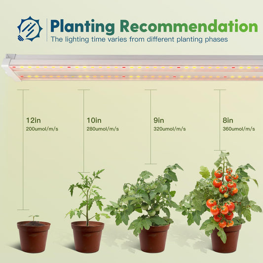 FREELICHT 8 Pack 4FT LED Grow Light, 60W+ 40W (600W Equivalent), Full Spectrum Sunlight Integrated Plant Light for Hydroponic Indoor Plants Seedling Veg and Flower, Plug-in with On/Off Switch