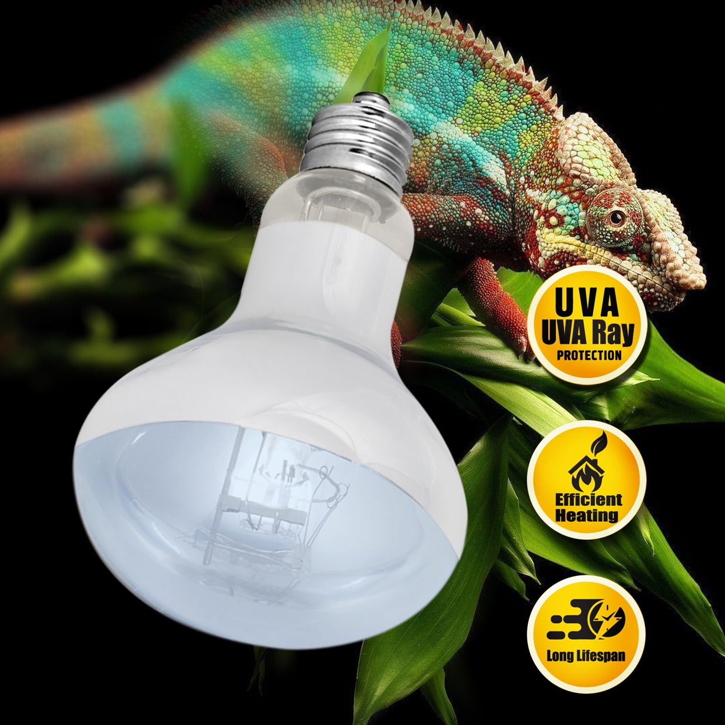 waazoorep Reptile Heat Lamp Bulbs 100W 2 Pack,Day and Night Infrared Basking Spot Heating Light Combo,UVA Heat Lamp Bulb for Reptile and Amphibians,Bearded Dragon, Lizard, Turtle