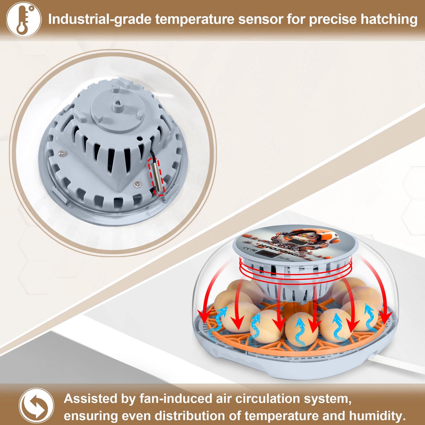 WYD2ANG Smart Chicken Incubators for Hatching Eggs with Automatic Turner Small Poultry Duck Quail 12 Egg Incubator Temperature Control Display Hatcher Machine (Mechachick, ℉)