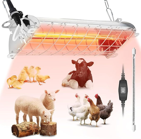 Large Chicken Coop Heater Lamp 60 Chicks, 400W Carbon Fiber Chicks Brooder Heater Plates, Adjust 2 Mode Temp&Hanging Height for Coop Brooder Box Supplies Livestock Heating Warm Poultry House14x5.5x3IN