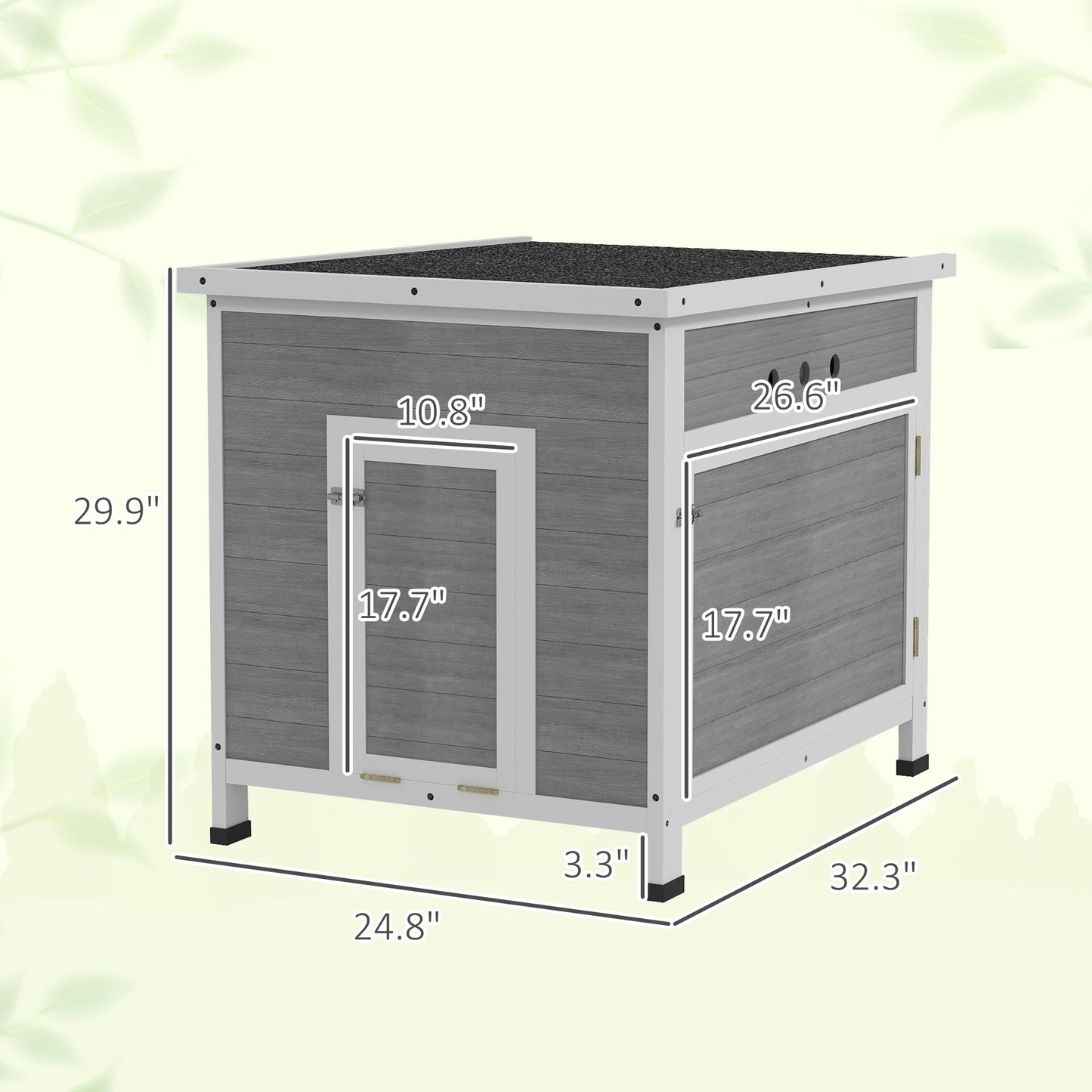 PawHut Duck Coop, Wooden Chicken House Rabbit Hutch with Openable Roof, Removable Floor, Double Doors, Ramp, Duck House for 2-4 Chickens, Geese, 25" x 32" x 30"