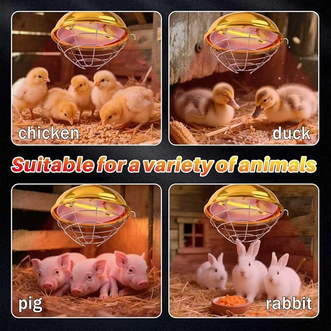 Nirvix 250W Heat Lamp for Chicks, Infrared Heat Lamp Bulb for Chickens, Brooder Heater, Adjustable Temp & Hanging Height Chicken Coop Heater, for Chicks, Reptile, Ducks, Poultry