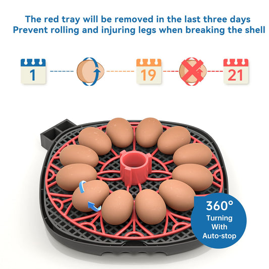 Meuiosd 12-24 Egg Incubator with Humidity Display, Egg Candler, Automatic Egg Turner, for Hatching Chickens Duck Quail Parrot