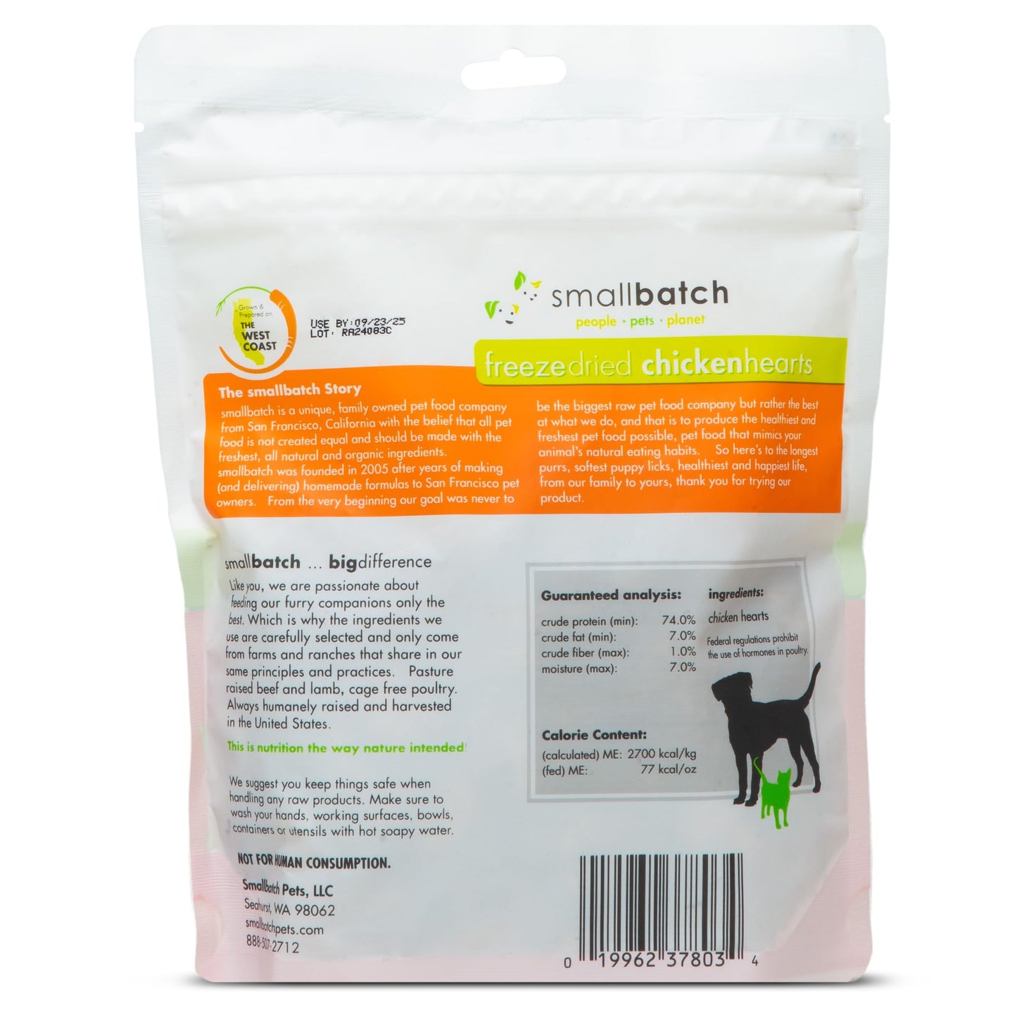 smallbatch Pets Premium Freeze-Dried Chicken Heart Treats for Dogs and Cats, 3.5 oz, Made and Sourced in The USA, Single Ingredient, Humanely Raise Meat, No Preservatives or Anything Artificial Ever