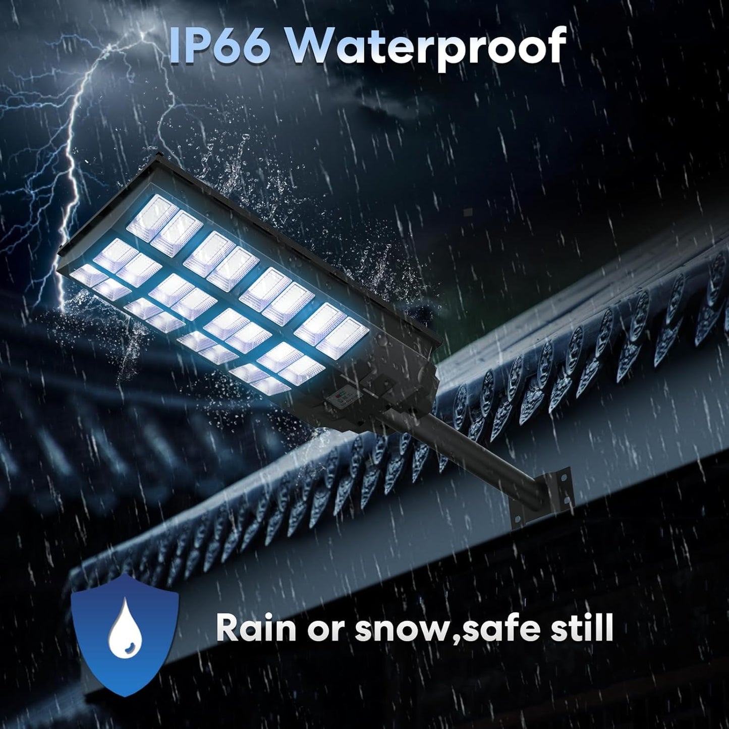 VOOJOY 8000W Solar Street Lights Outdoor Waterproof, Dusk to Dawn Solar Lights Outdoor with Motion Sensor and Remote Control for Yard, Parking Lot, Garage, Street, 3 Pack