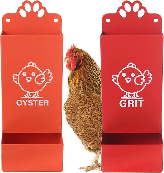 Metal Chicken Feeder Oyster Shell and Grit Dispensers for Chicken Coop Accessories