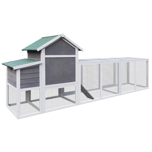 123'' Large Chicken Coop with Run, Wooden Hen House for 3-5 Chickens, Outdoor Chicken Run Poultry Cage Rabbit Cage Duck House with Nesting Box, Ramp & Pull-on Tray