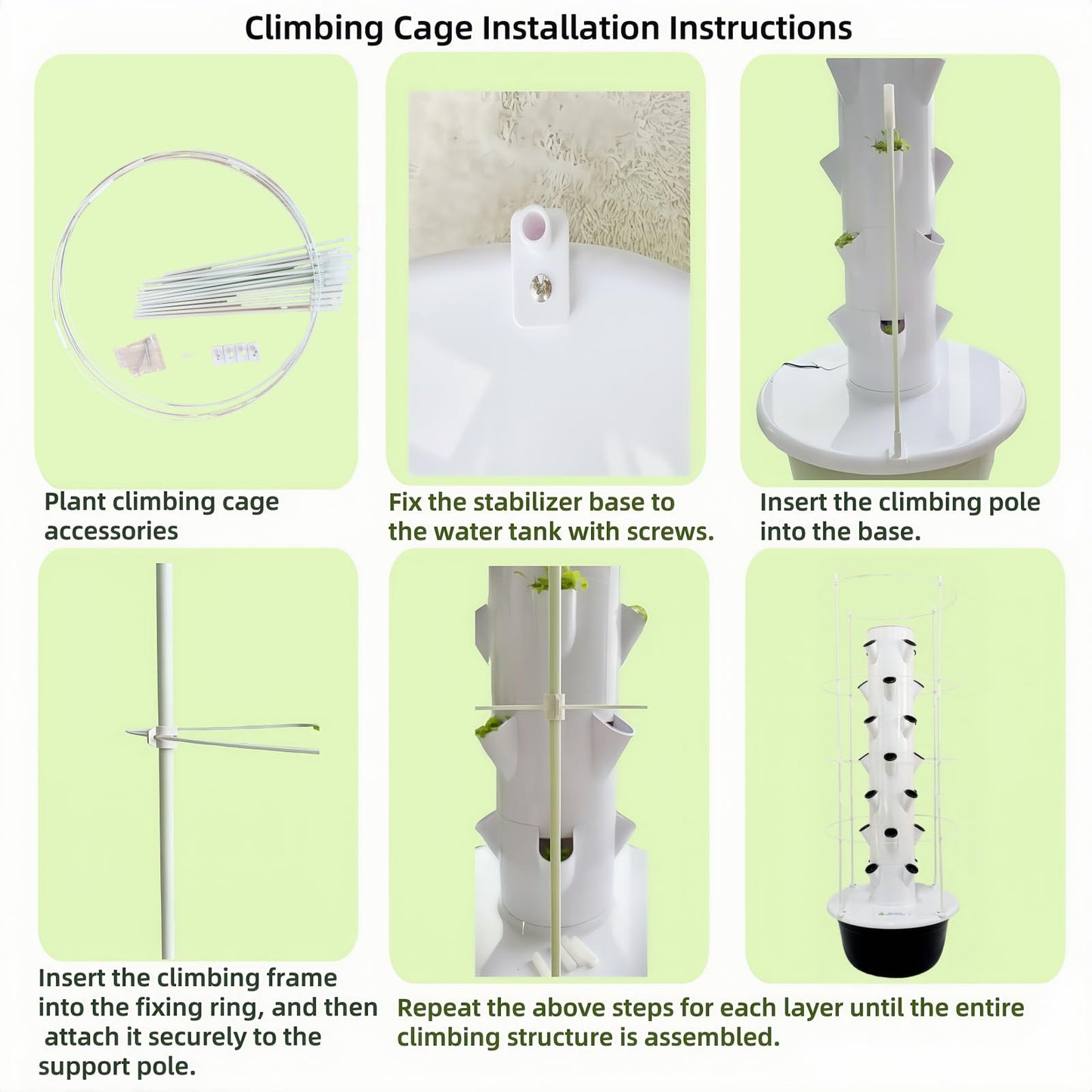 Hydroponic Growing System Kit,Indoor&Outdoor Vertical Hydroponic Growing Garden for Leafy Greens & Herbs, 28 Plant Sites with Climbing Trellis, Energy-Efficient Kit