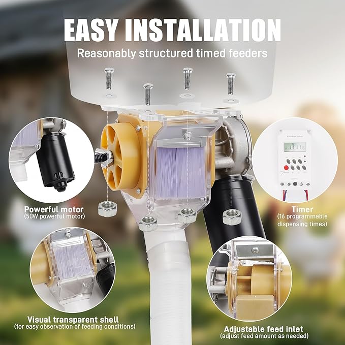 Automatic Chicken Feeder，16 Groups Timed Feeder，Automatic Poultry Feeder for Chickens, Ducks, Geese, Pigeons, Dogs, Fish, Cat