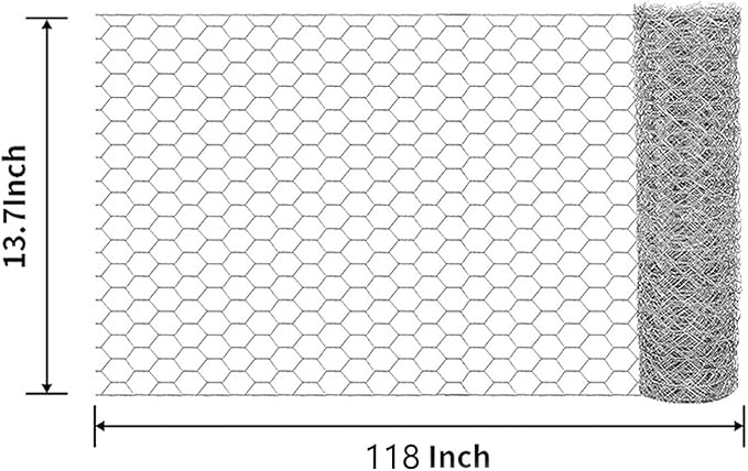 Chicken Wire for Crafts, Wire Netting Hexagonal Garden Poultry Chicken Wire Netting, Pet/Rabbit/Chicken Wire Fencing,0.14inch Hexagonal Galvanized PVC Coated Mesh Fence