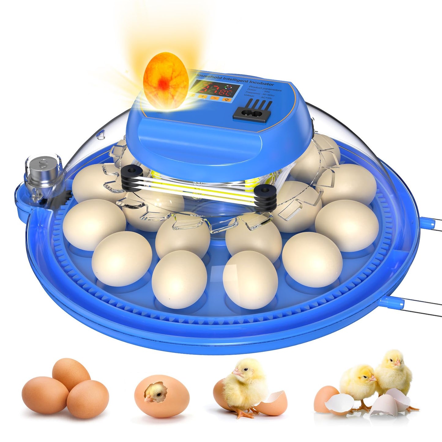 KALEBEE 18 Egg Incubator with Auto Water Refill, LED Candler & Turner, Temperature & Humidity Control, Digital Hatcher for Chicken, Duck, Quail, Goose & Parrot Eggs – Ideal for Farm, Lab, Home Use