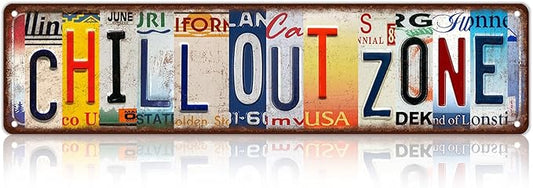 Vintage Chill Out Zone Metal Tin Signs Street Signs Home Wall Decor 16 x 4 Inches