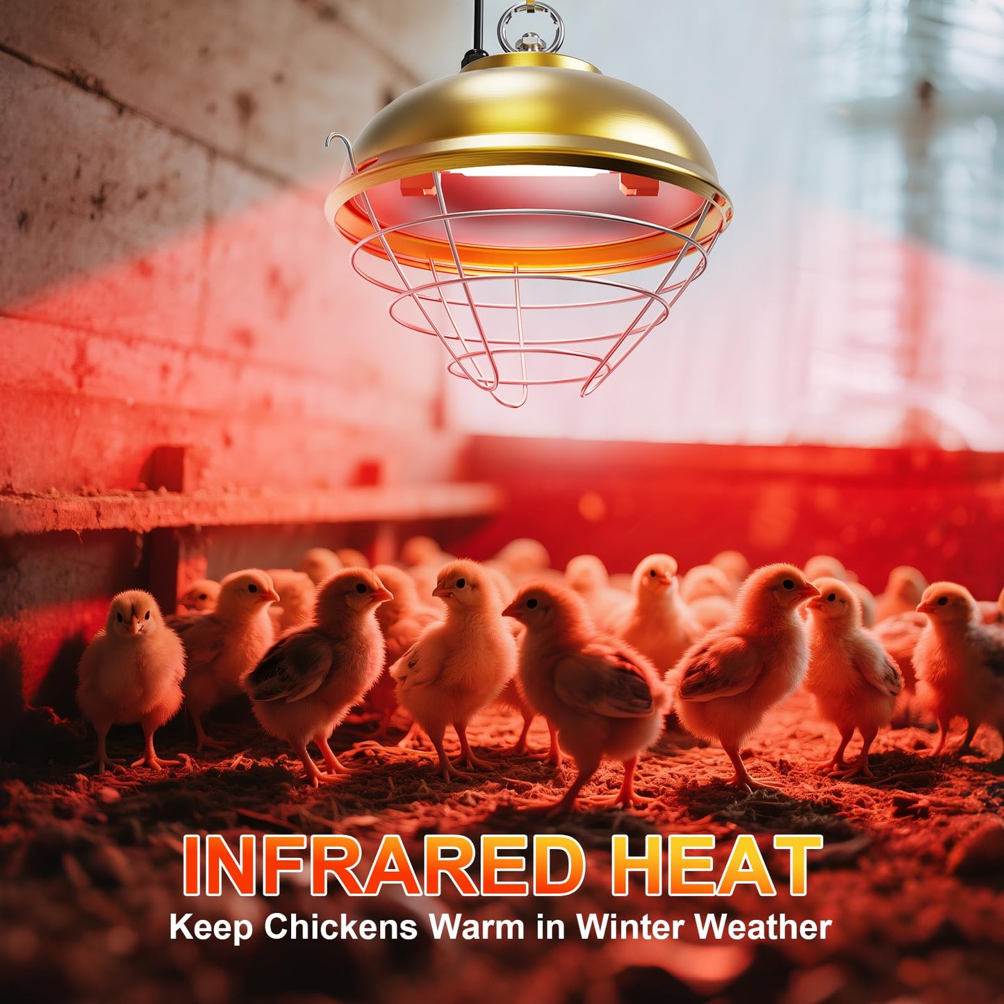 Nexum 300W Heat Lamp for Chickens, Chicken Coop Heating Lamp Brooder with Adjustable Temp & Height, Comes with a Spare Light Tube, Suitable for Livestock Supplies Warmer